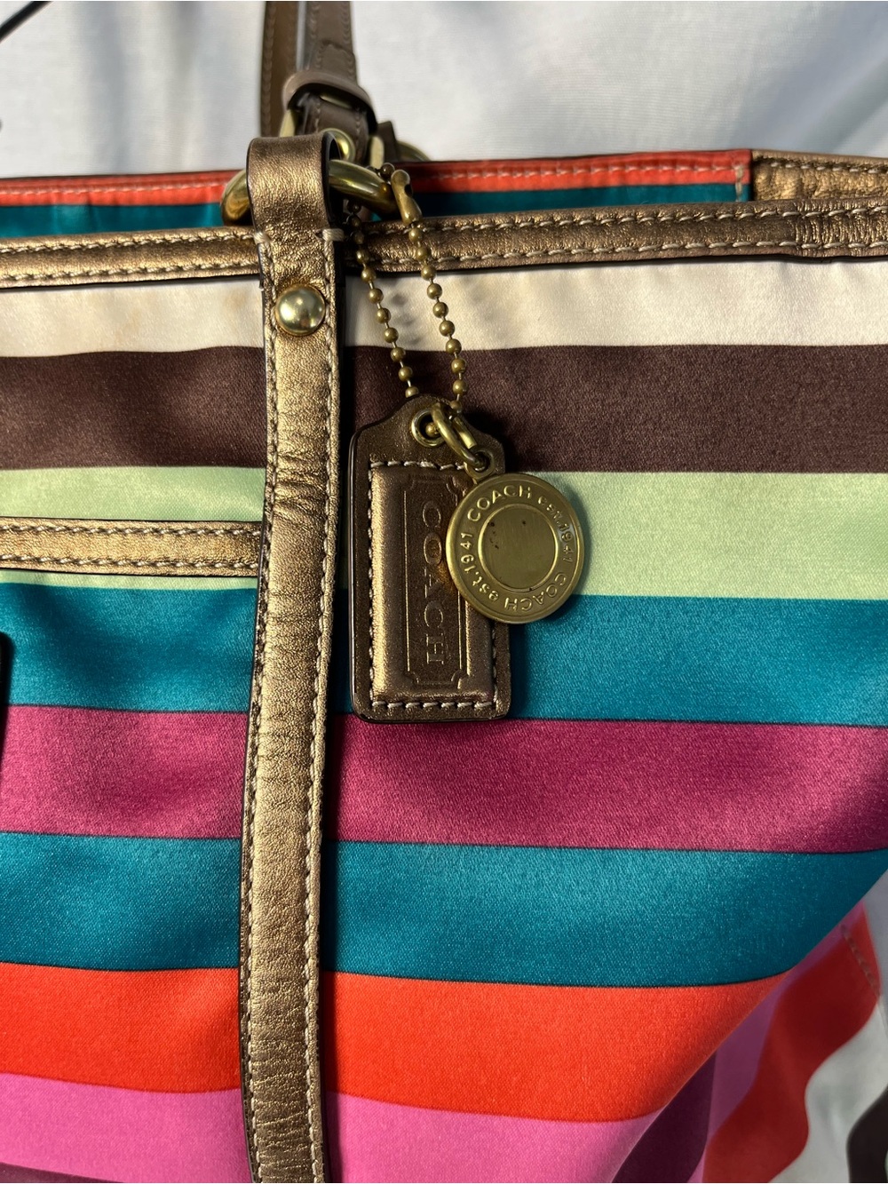 Coach Legacy Striped Sateen Tote - Picture 4 of 17